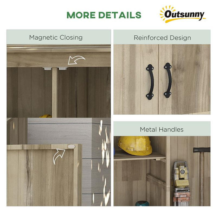 CASETTA DA GIARDINO IN LEGNO DI ABETE CON 2 PORTE E RIPIANI 120 X 57 X 183 CM