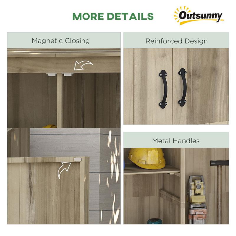 CASETTA DA GIARDINO IN LEGNO DI ABETE CON 2 PORTE E RIPIANI 120 X 57 X 183 CM