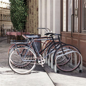 RASTRELLIERA PORTABICICLETTE PARCHEGGIO PER 5 BICICLETTE IN ACCIAIO, 145×33×27 C