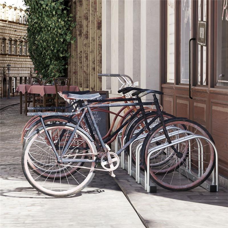 RASTRELLIERA PORTABICICLETTE PARCHEGGIO PER 5 BICICLETTE IN ACCIAIO, 145×33×27 C