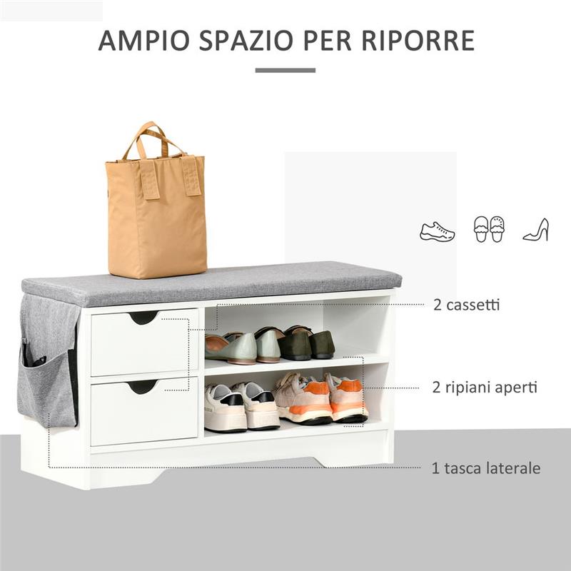 SCARPIERA SALVASPAZIO, IN LEGNO, BIANCA, 80,5X30,5X43,5CM