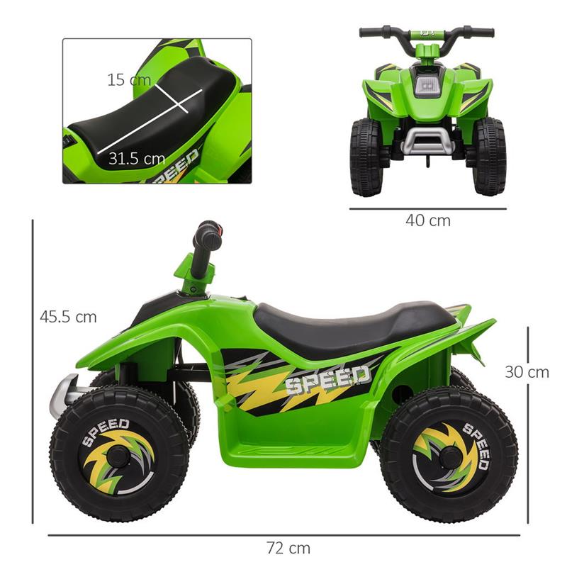 QUAD PER BAMBINI ELETTRICO CON BATTERIA RICARICABILE 6V VERDE