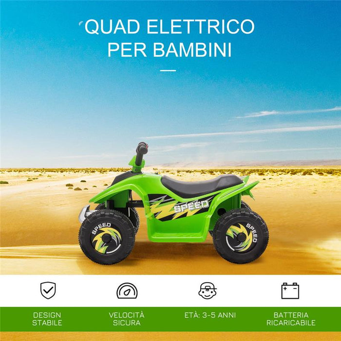 QUAD PER BAMBINI ELETTRICO CON BATTERIA RICARICABILE 6V VERDE