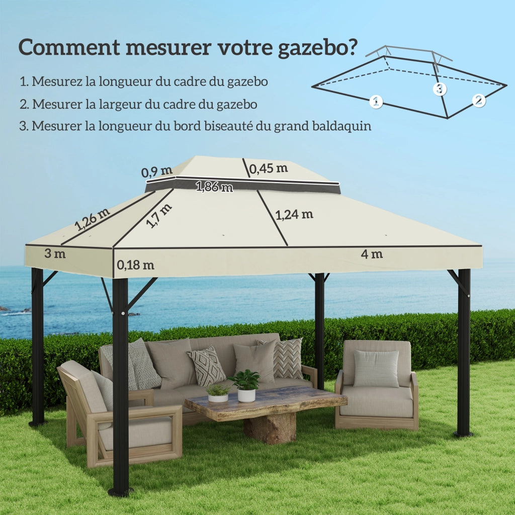 Toile per Tonnelle ¨C zephmum ¨C 4x3 m Crema UPF30+