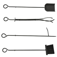 PORTALEGNA DA INTERNO ED ESTERNO IN METALLO CON PALETTA, SCOPA, ATTIZZATOIO E PINZA NERO