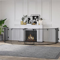 CANCELLETTO DI SICUREZZA PIEGHEVOLE 8 SEZIONI, CANCELLINO BARRIERA PER CANI IN ACCIAIO - NERO