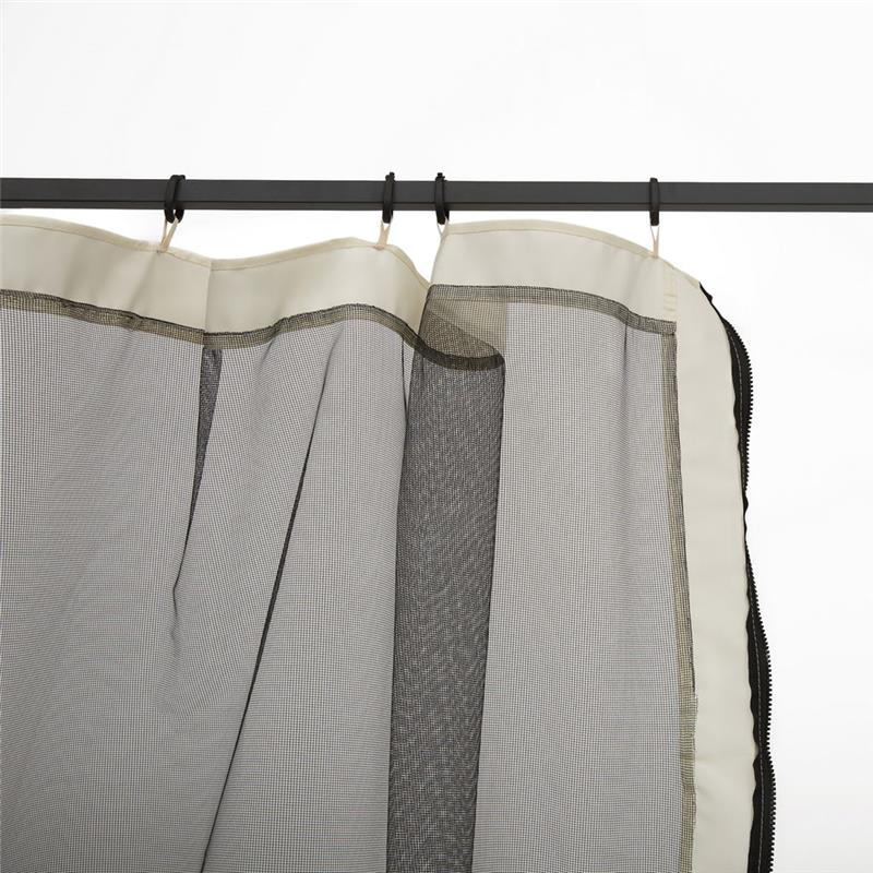 ZANZARIERA PER GAZEBO 3X4M CON CERNIERE E ANELLI, PANNELLI DA 352X207CM - NERO/BEIGE