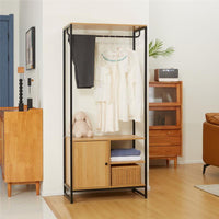 APPENDIABITI IN ACCIAIO E LEGNO STILE INDUSTRIALE CON SCARPIERA E RIPIANI