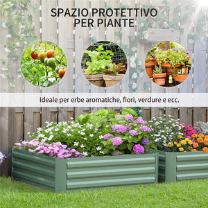 SET DI 2 LETTI PER ORTO RIALZATI IN ACCIAIO ZINCATO PER PIANTE E ORTAGGI, 100X100X30CM