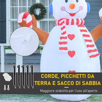 PUPAZZO DI NEVE GONFIABILE DA ESTERNO IMPERMEABILE CON LUCI A LED 240CM