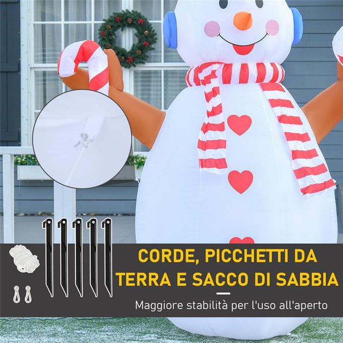 PUPAZZO DI NEVE GONFIABILE DA ESTERNO IMPERMEABILE CON LUCI A LED 240CM
