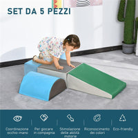 SET 5 COSTRUZIONI MORBIDE SENZA FTALATI, GIOCO PER BAMBINI EDUCATIVO ETÀ DA 1-3 ANNI PER CASA E SCUOLA, MULTICOLORE