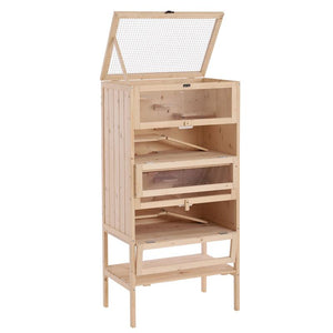 GABBIA PER RODITORI E CRICETI A 4 RIPIANI CON TETTO APRIBILE IN LEGNO 60X40X120CM