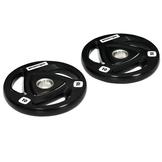 SET DI 2 DISCHI PESI IN ACCIAIO CON RIVESTIMENTO IN GOMMA PER BILANCIERE 10 KG