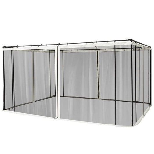ZANZARIERA PER GAZEBO TENDE DI RICAMBIO UNIVERSALE CON CERNIERE, 335X207CM - NERO E BEIGE