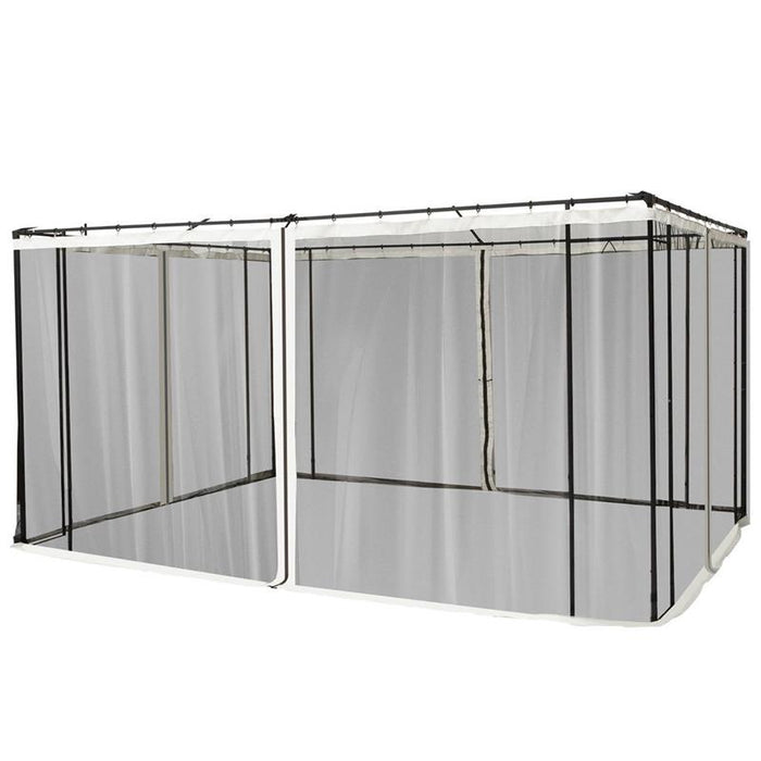 ZANZARIERA PER GAZEBO TENDE DI RICAMBIO UNIVERSALE CON CERNIERE, 335X207CM - NERO E BEIGE