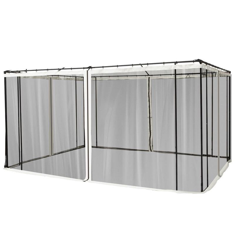 ZANZARIERA PER GAZEBO TENDE DI RICAMBIO UNIVERSALE CON CERNIERE, 335X207CM - NERO E BEIGE