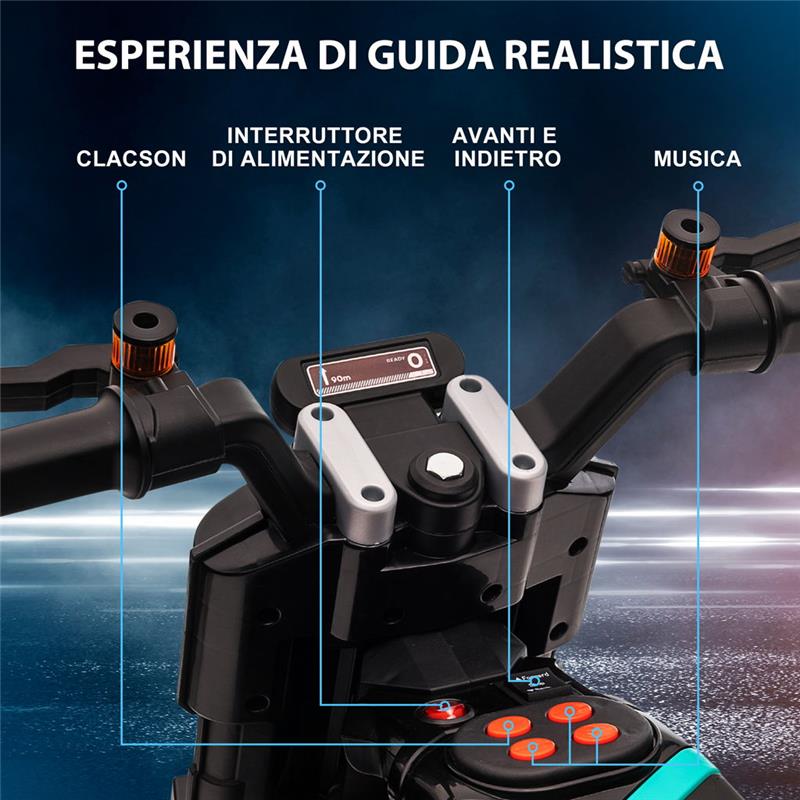 MOTO ELETTRICA CON ROTELLE PER BAMBINI 3-5 ANNI NERA