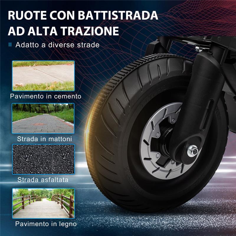 MOTO ELETTRICA CON ROTELLE PER BAMBINI 3-5 ANNI NERA