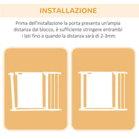 CANCELLINO PER CANI ESTENSIBILE A PRESSIONE CON CHIUSURA AUTOMATICA PER SPAZI DA 75-103CM, BIANCO