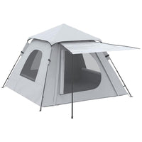 TENDA DA CAMPEGGIO DA 2-3 PERSONE CON VERANDA 210 X 210 X 150 CM GRIGIA E BIANCA
