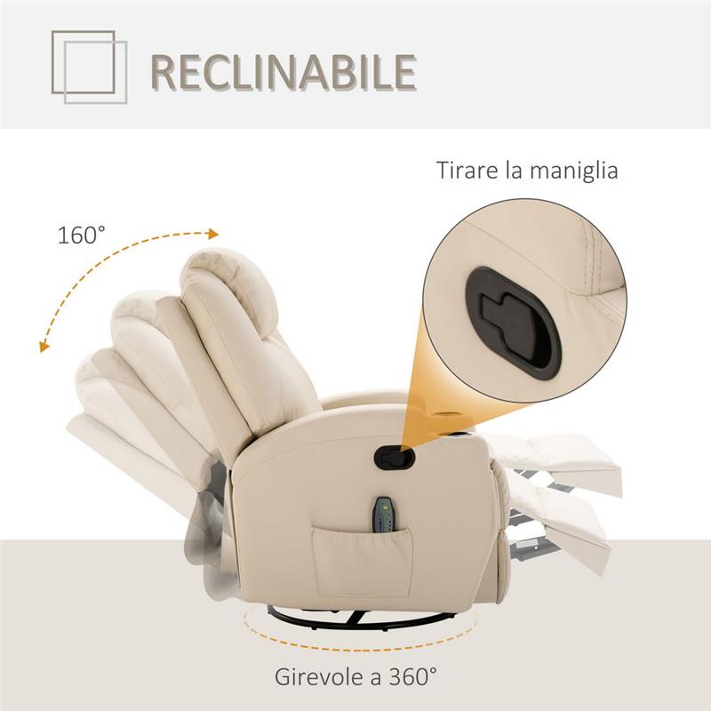 POLTRONA RELAX MASSAGGIANTE CON 8 PUNTI 5 MODALITÀ E 2 INTENSITÀ CREMA