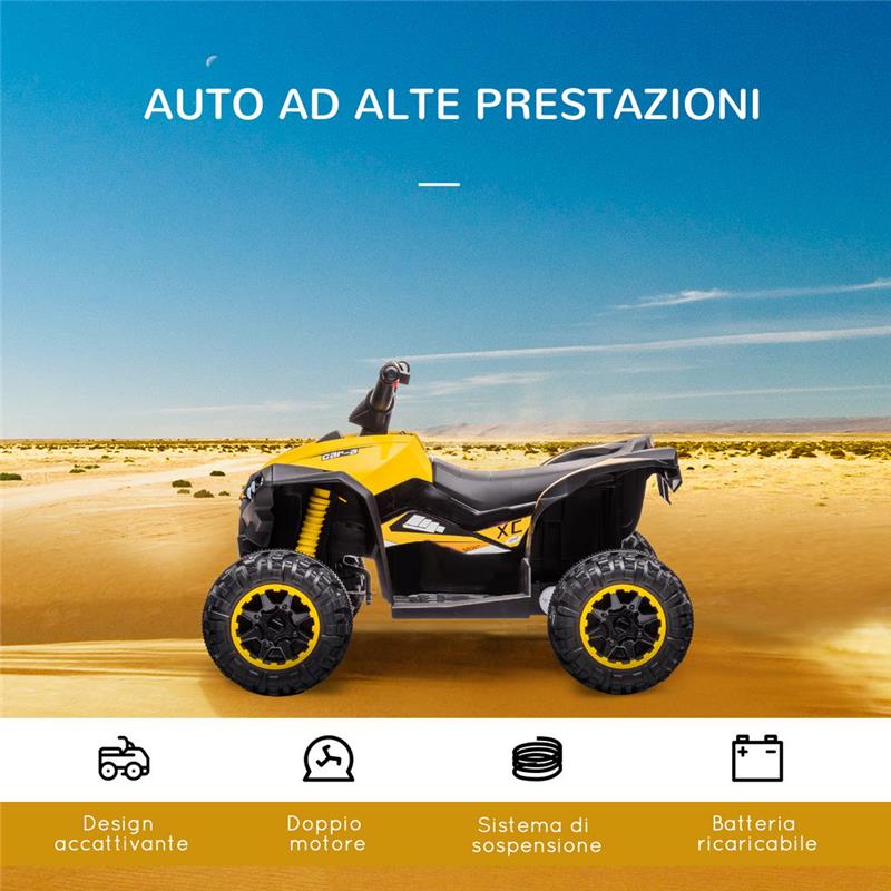 QUAD ELETTRICO PER BAMBINI 12 V ETÀ 3-5 ANNI GIALLO