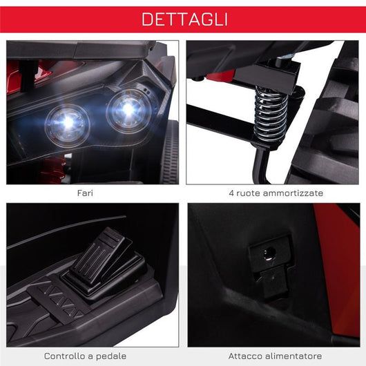 QUAD PER BAMBINI ELETTRICO 12V CON FARI FUNZIONANTI E PEDALE ETÀ 3-5 ANNI