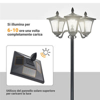 LAMPADA SOLARE CON 3 LED IP44 51.5×47×182.5CM COLORE NERO