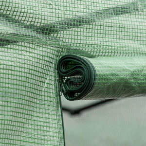 SERRA A TUNNEL DA ESTERNO CON COPERTURA IN PE PORTA CON CERNIERA E 6 FINESTRE VERDE