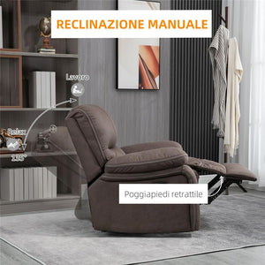 POLTRONA RELAX CON RECLINAZIONE MANUALE E POGGIAPIEDI 97 X 99 X 96 CM MARRONE