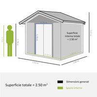 CASETTA DA GIARDINO IN ACCIAIO E PP CON PRESE D'ARIA 197X160X178-201CM