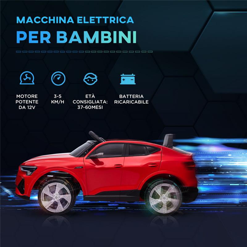 MACCHINA ELETTRICA AUDI PER BAMBINI 12 V CON TELECOMANDO ETÀ 3-5 ANNI ROSSA