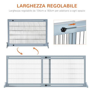 CANCELLINO PER CANI ESTENSIBILE DA INTERNO IN LEGNO E ACCIAIO, 104-183X36X69CM, BLU