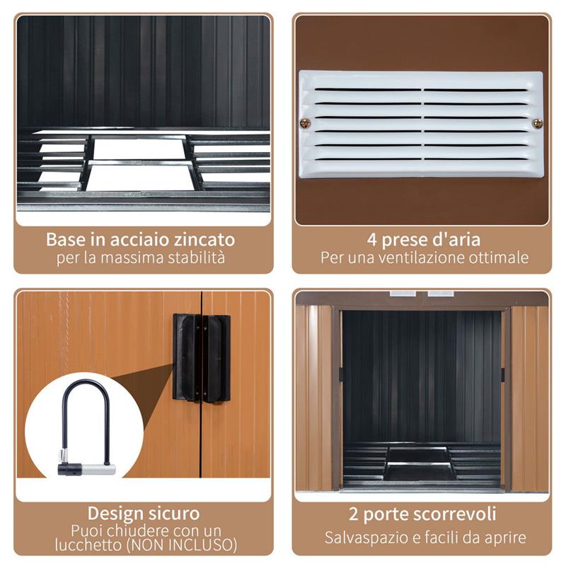 CASETTA DA GIARDINO CON 2 PORTE SCORREVOLI E IN ACCIAIO 340 X 386 X 200CM GIALLO