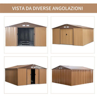 CASETTA DA GIARDINO CON 2 PORTE SCORREVOLI E IN ACCIAIO 340 X 386 X 200CM GIALLO