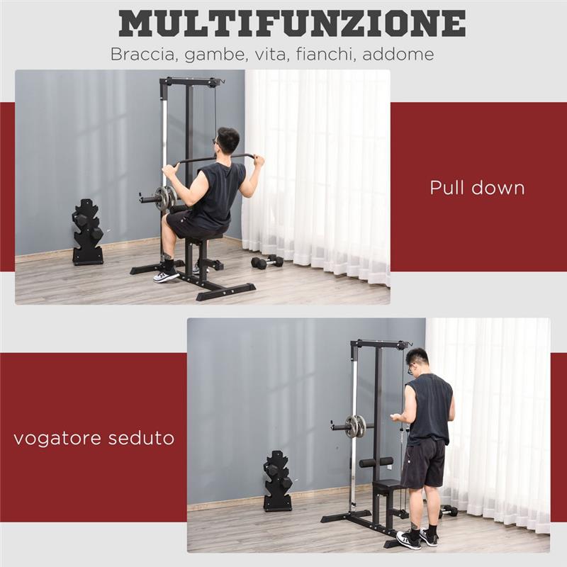 STAZIONE FITNESS PULL DOWN PER PALESTRA A CASA NERO