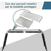SCALA IN ALLUMINIO 5 IN 1 NERA PER INTERNI ED ESTERNI CARICO MASSIMO 150 KG