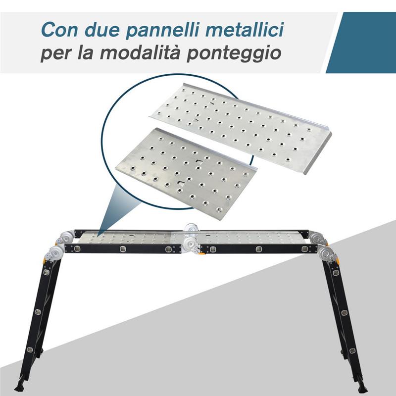 SCALA IN ALLUMINIO 5 IN 1 NERA PER INTERNI ED ESTERNI CARICO MASSIMO 150 KG