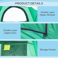 TENDA DOCCIA DA CAMPEGGIO CON TASCA PORTAOGGETTI 122 X 122 X 213 CM VERDE