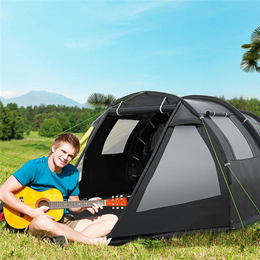 TENDA DA CAMPEGGIO TUNNEL PER 3-4 PERSONE 475 X 264 X 172 CM NERO