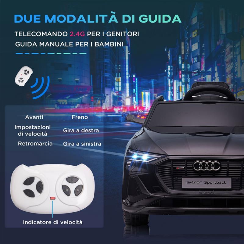 MACCHINA ELETTRICA AUDI PER BAMBINI 12 V CON TELECOMANDO ETÀ 3-5 ANNI NERA