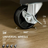 CARRELLO DA CUCINA MULTIUSO IN LEGNO CON 2 CASSETTI ARMADIETTO E 4 RUOTE NERO