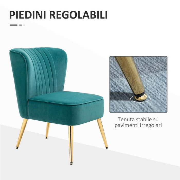 POLTRONA MODERNA IN STILE SCANDINAVO IMBOTTITA 56X65.5X82.5CM VERDE