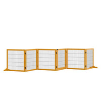 CANCELLETTO PER CANI DI PICCOLA/MEDIA TAGLIA IN LEGNO E ACCIAIO CON 6 PANNELLI PIEGHEVOLI, 432X36X70CM