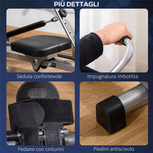 VOGATORE PIEGHEVOLE 4 LIVELLI DI RESISTENZA E DISPLAY ACCIAIO E ABS 129X70X70 CM