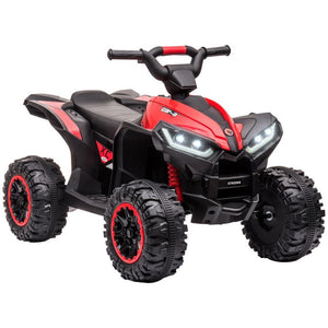 QUAD ELETTRICO PER BAMBINI 12V, 2 VELOCITÀ, RUOTE LARGHE CON SOSPENSIONI E FARI LED, ETÀ 3-5 ANNI, ROSSO