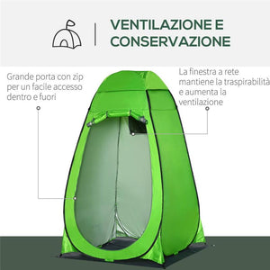 TENDA DOCCIA DA CAMPEGGIO CON PORTA A CERNIERA 126 X 124 X 189 CM VERDE