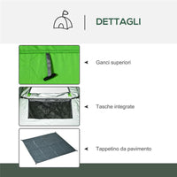 TENDA DOCCIA DA CAMPEGGIO CON PORTA A CERNIERA 126 X 124 X 189 CM VERDE