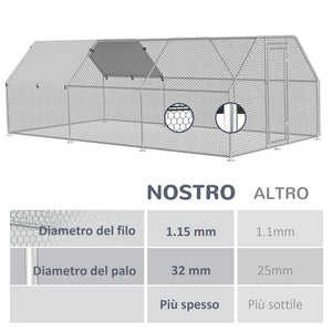 GABBIA RECINTO PER GALLINE IN METALLO PORTA CON BLOCCO E COPERTURA OXFORD